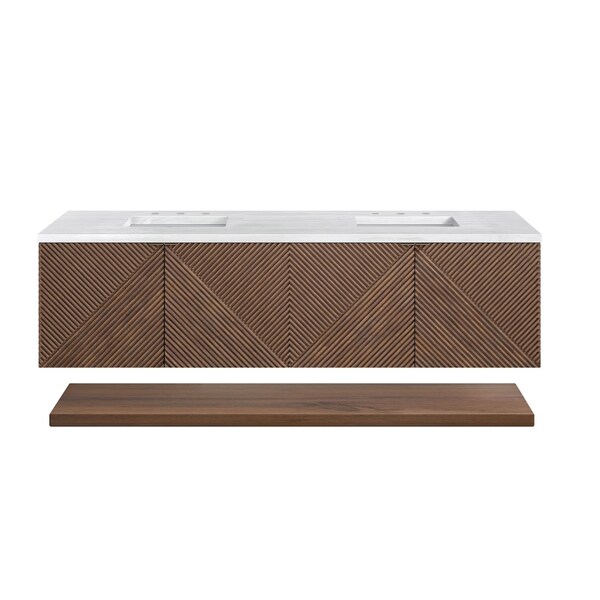 James Martin Vanities Marcello 72in Double Vanity, Chestnut w/ 3 CM Arctic Fall Top D200-V72-CSN-3AF - main